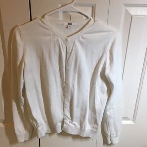 White uniqlo button up sweater